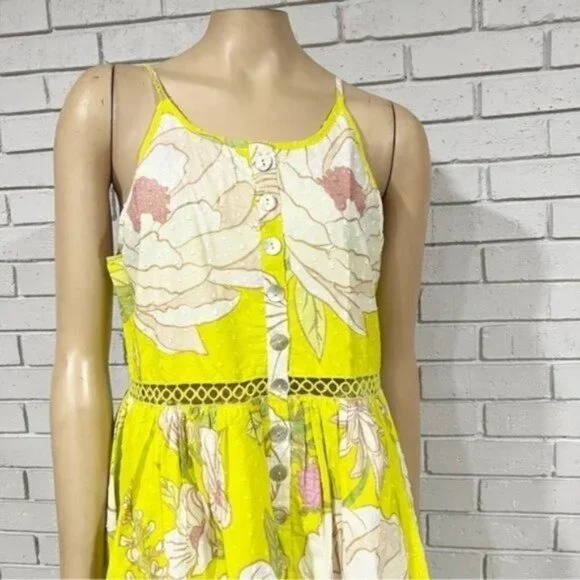 Farm Rio Women’s Neon Garden‎ Cotton Midi Dress - Size Small